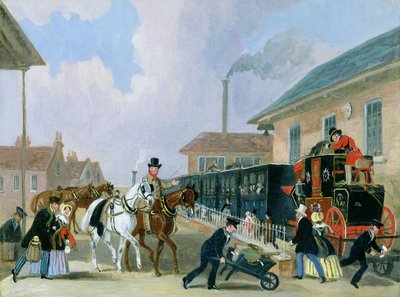 The Louth-London Royal Mail Travelling by Train from Peterborough East in December 1845 (post-conservation) by James Pollard